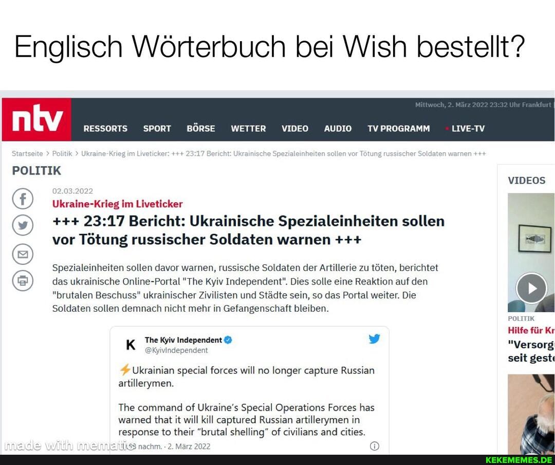Englisch Wörterbuch bei Wish bestellt? n RESSORTS SPORT BÖRSE WETTER VIDEO AUD