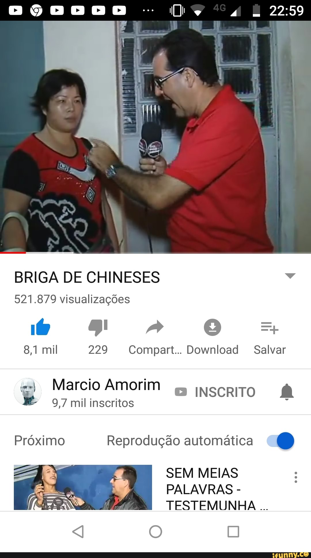 BRIGA DE CHINESES =
521.879 visualizações
inscrito À
9,7 mil inscritos Próximo Reprodução automática 0
SEM MEIAS
PALAVRAS TESTEMUNHA