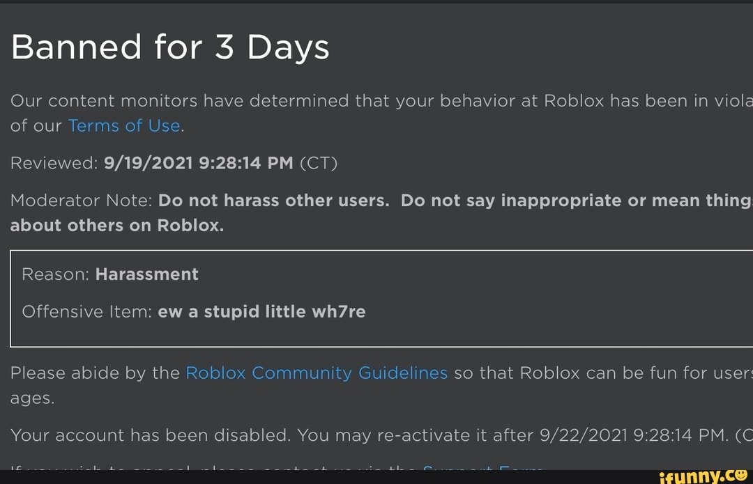 Stupid Roblox Bans, Part 14