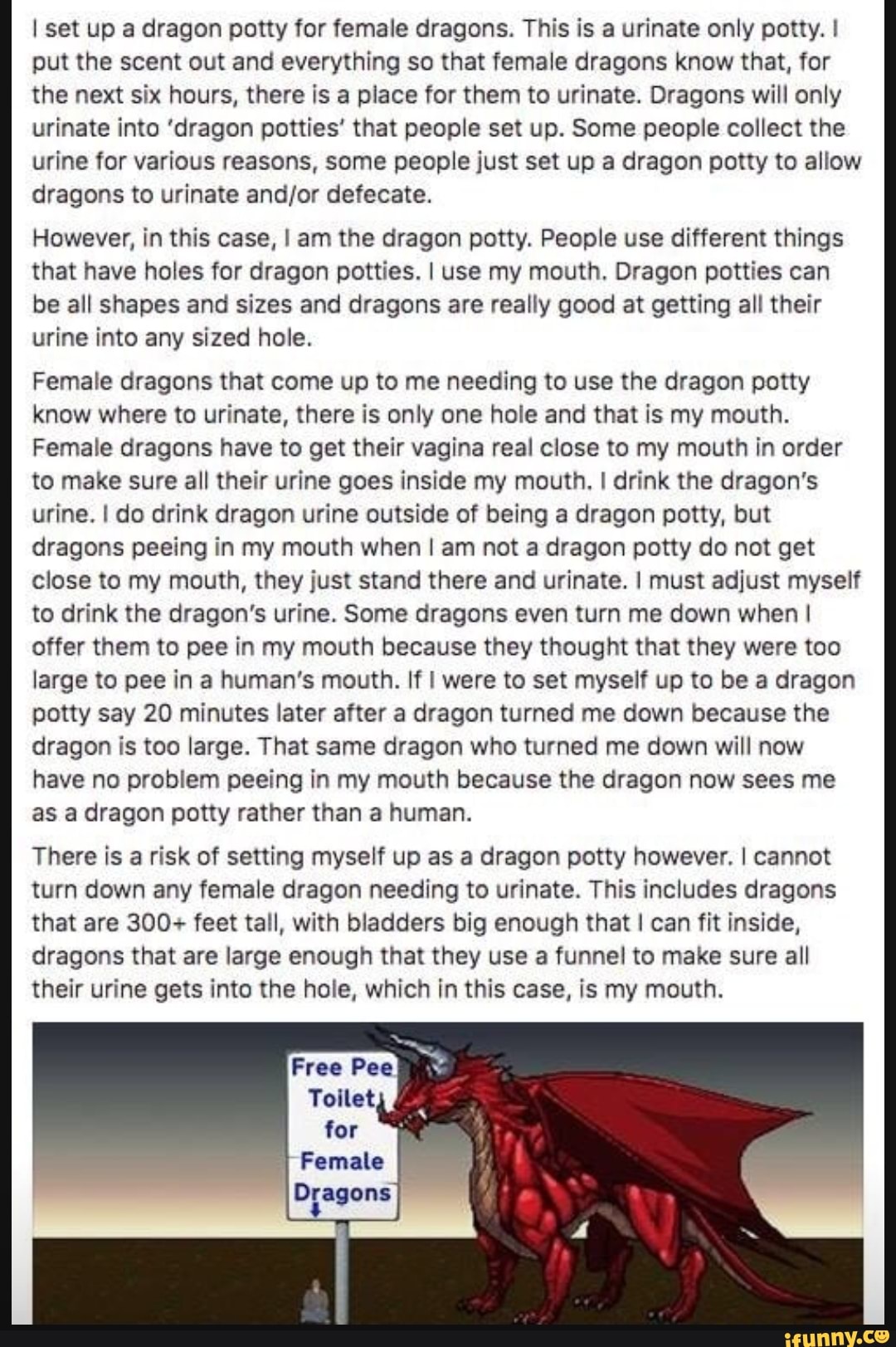 I set up a dragon potty for female dragons. This is a urinate only potty. I