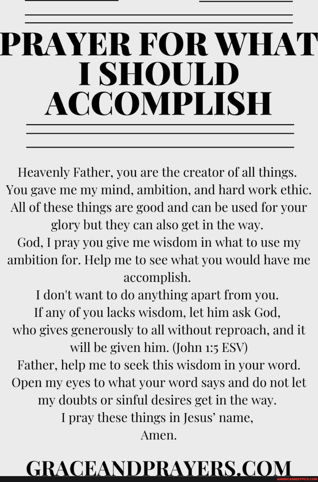 Prayer For What I Should Accomplish Heavenly Father, You Are The 