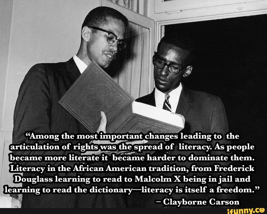 malcolm x learning to read