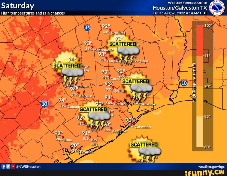 'Weather Forecast Office Saturday TX High temperatures and rain chances ...