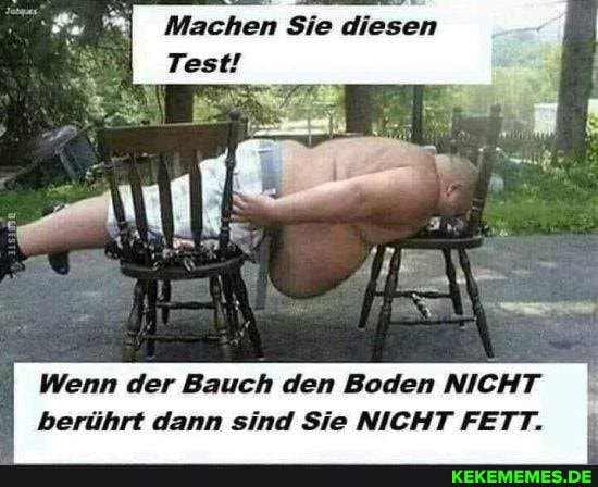 Machen Sie diesen
Wenn der Bauch den Boden NICHT berührt dann sind Sie NICHT FETT.