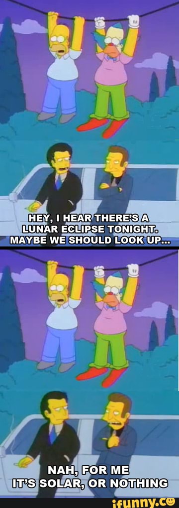 HEY, I HEAR THERE'S A LUNAR ECLIPSE TONIGHT. MAYBE WE SHOULD LOOK UP ...