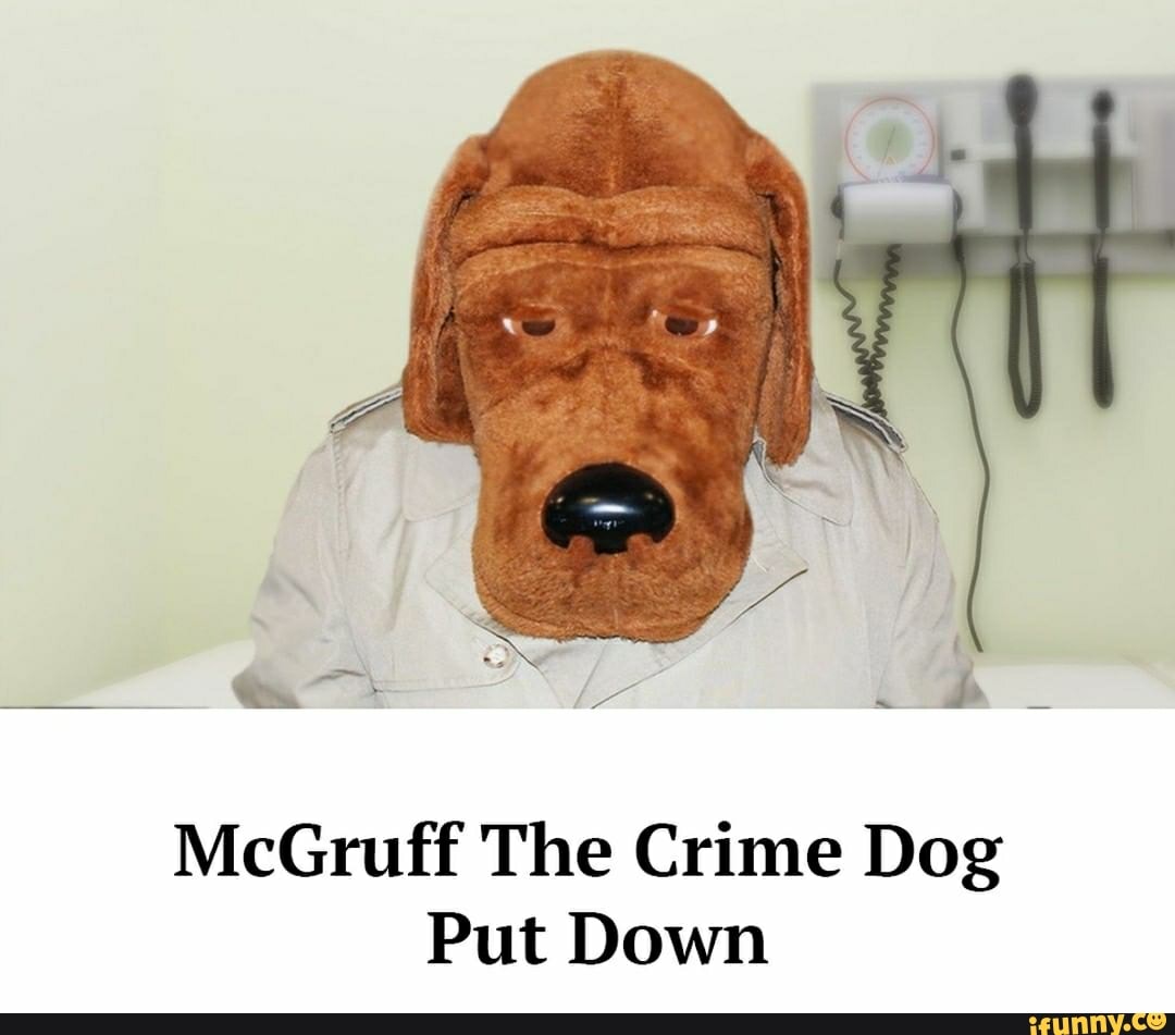 Put the dog. MCGRUFF the Crime Dog. Dog puts. MCGRUFF the Crime Dog: users are Losers.