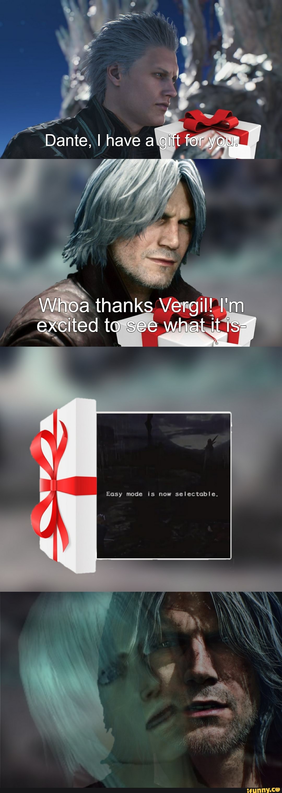 Dante, I have a gift for youg Whoa thanks Vergil! I'm excited to see ...