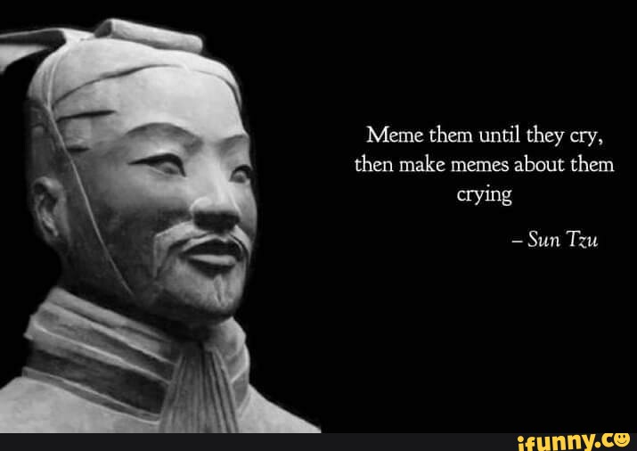 Meme them until they cry, then make memes about them crying -Sun Txu ...