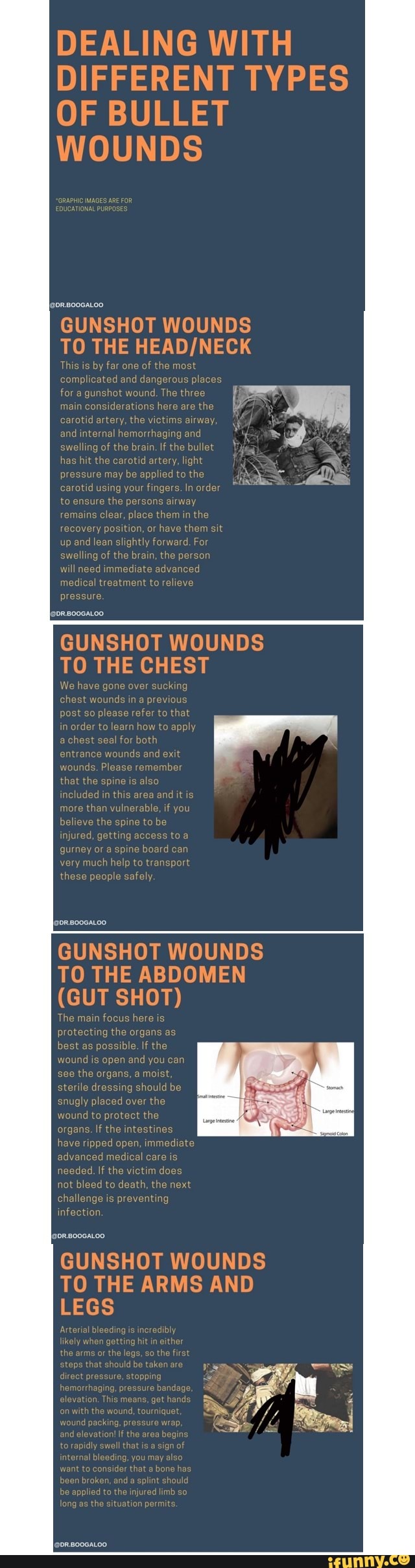 DEALING WITH DIFFERENT TYPES OF BULLET WOUNDS GUNSHOT WOUNDS TO THE