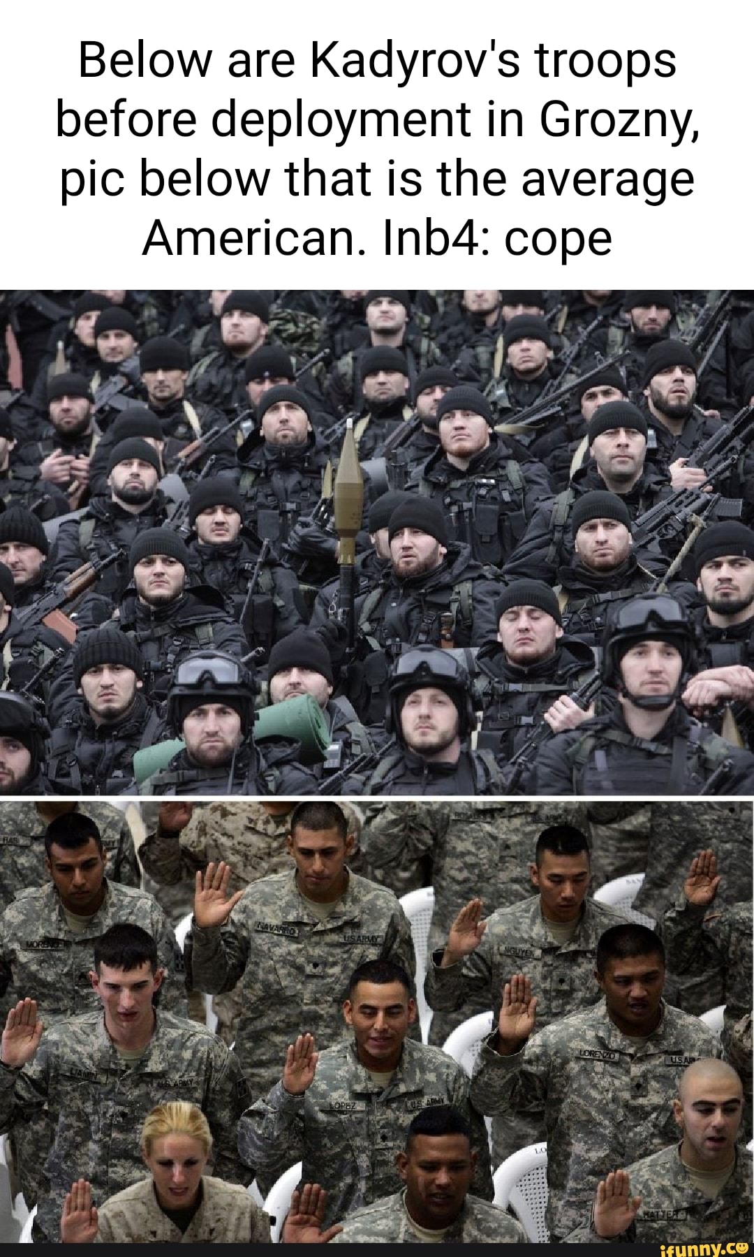 Below are Kadyrov's troops before deployment in Grozny, pic below that ...