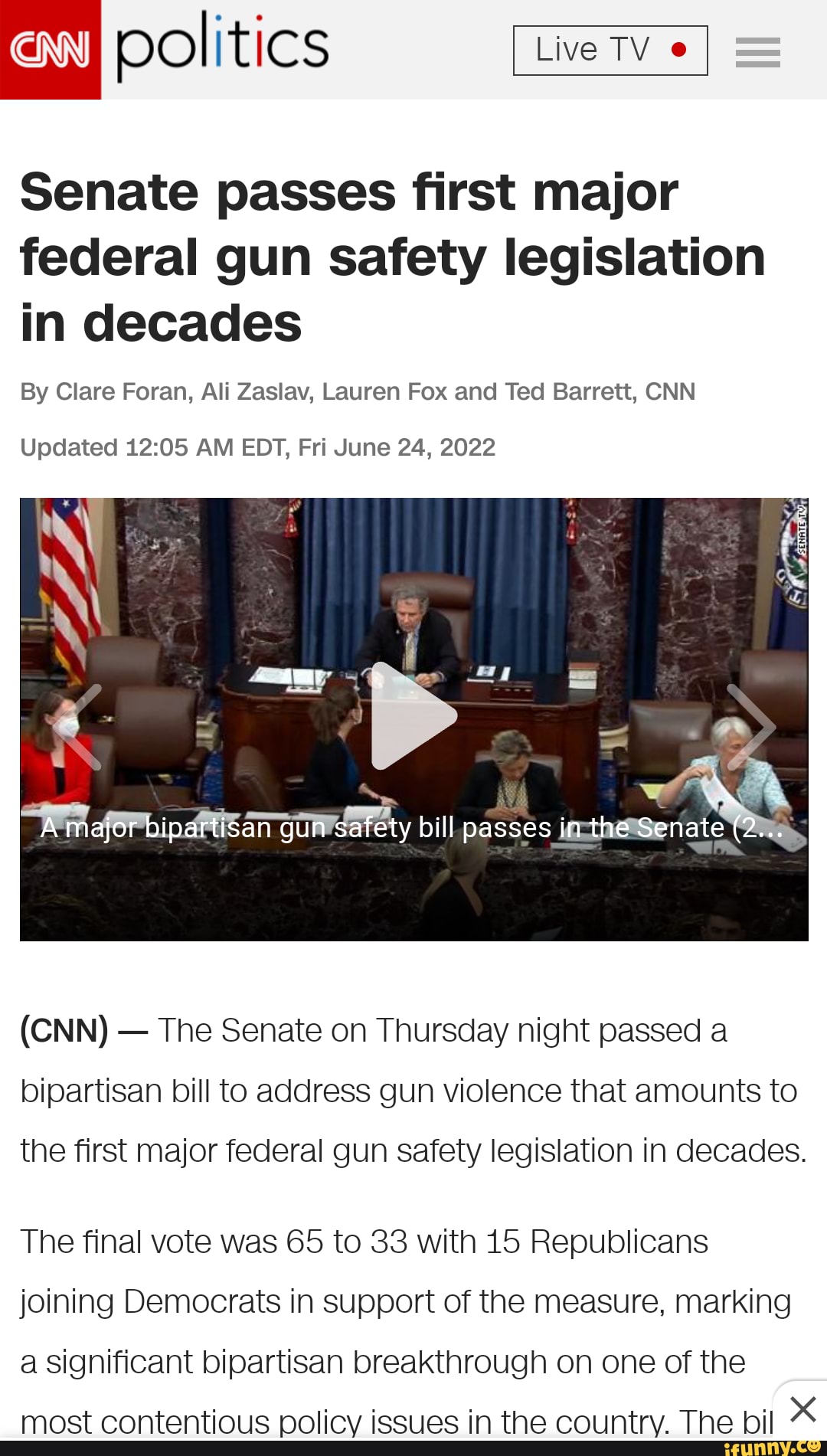 Small steps toward a safer and saner country. politics Live TV Senate