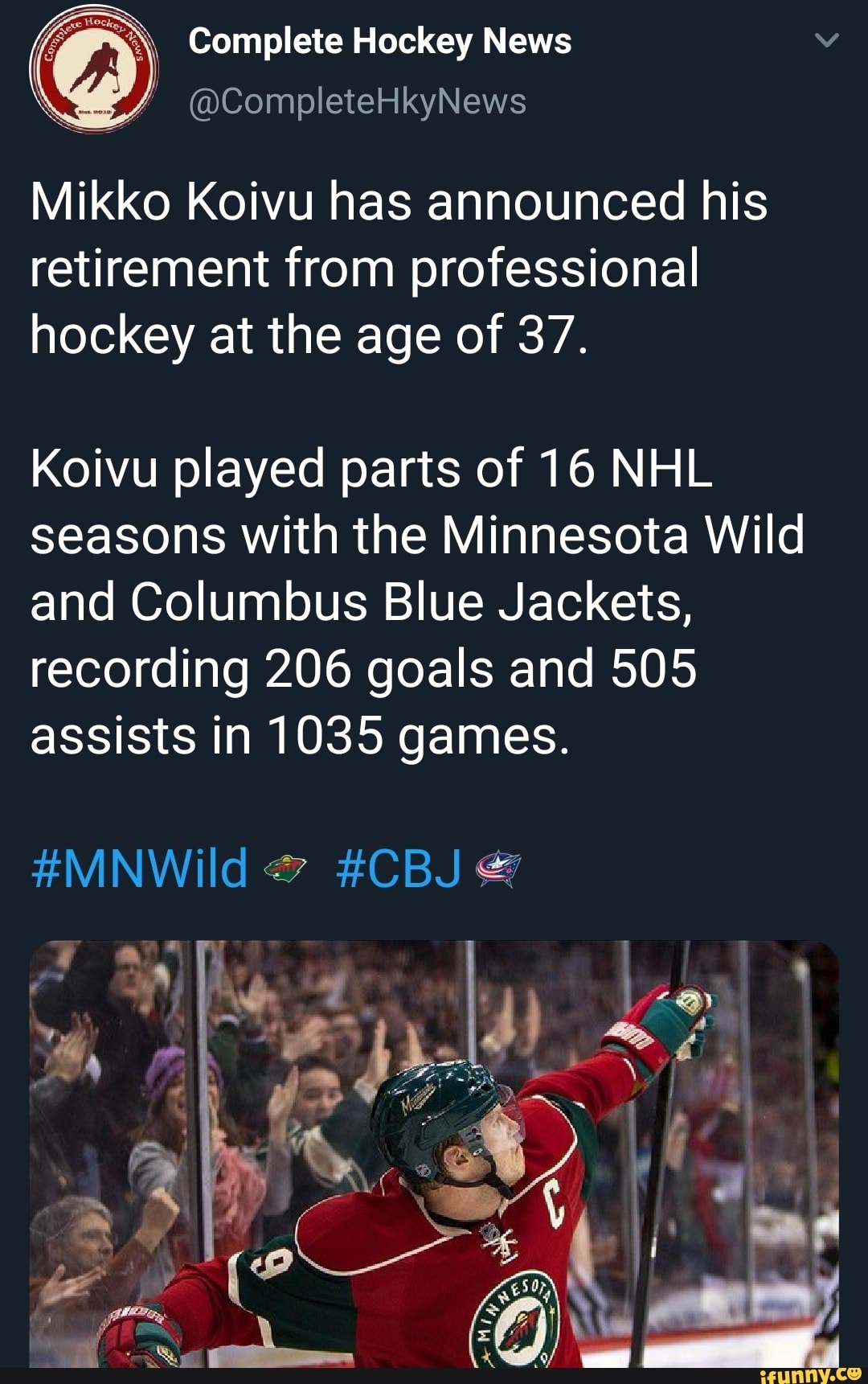 Blue Jackets sign Minnesota Wild veteran Mikko Koivu