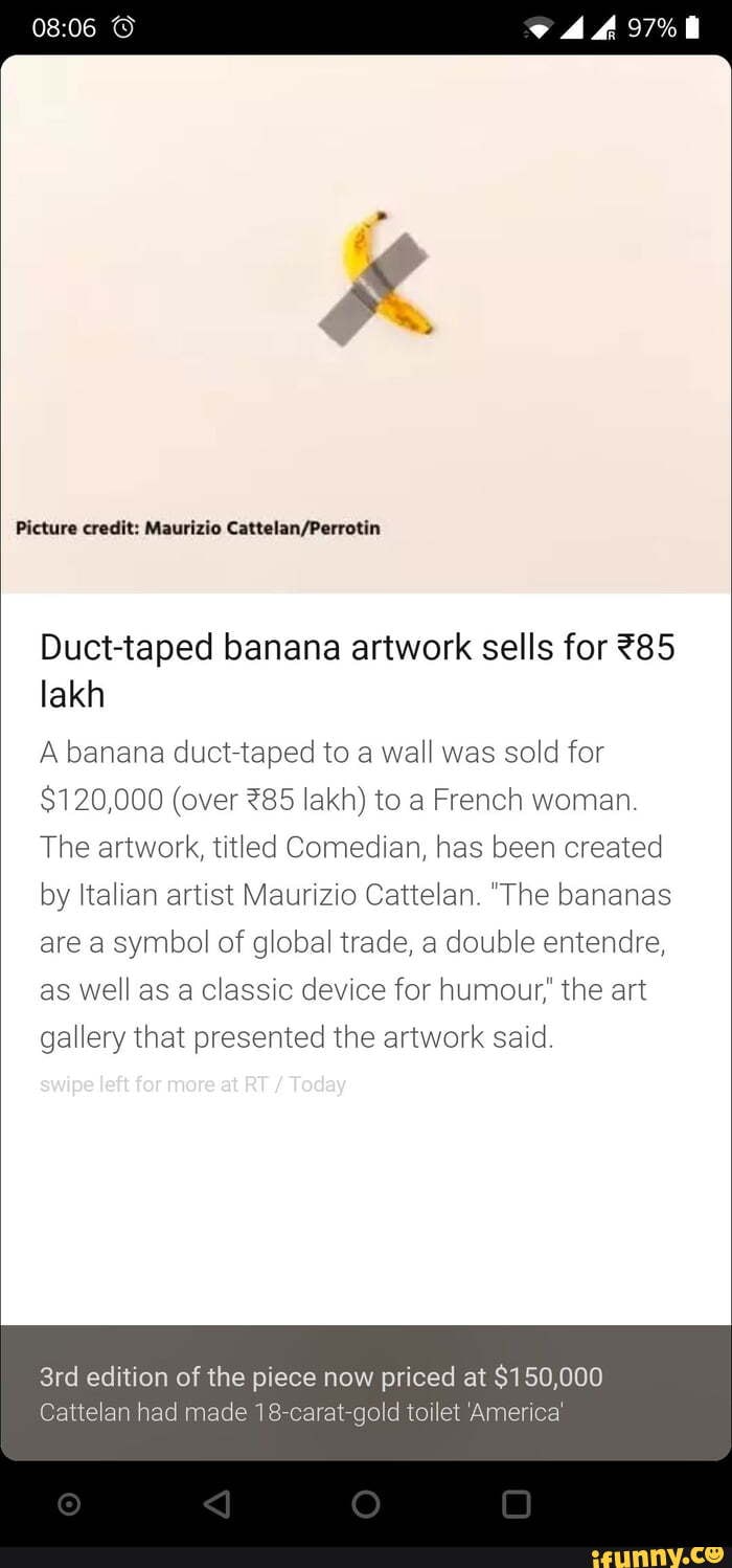 Duct-taped Banana Artwork Sells For *85 A Banana Duct-taped To A Wall ...