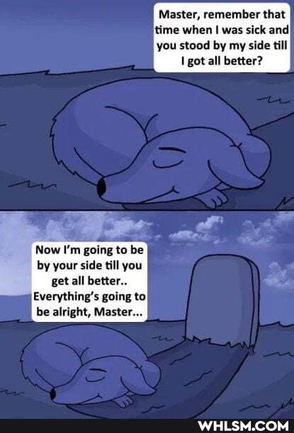 Master, remember that
'time when was sick and
you stood by my side till got all better?
Now I'm going to be by your side till you get all better..
Everything's going to be alright, Master...