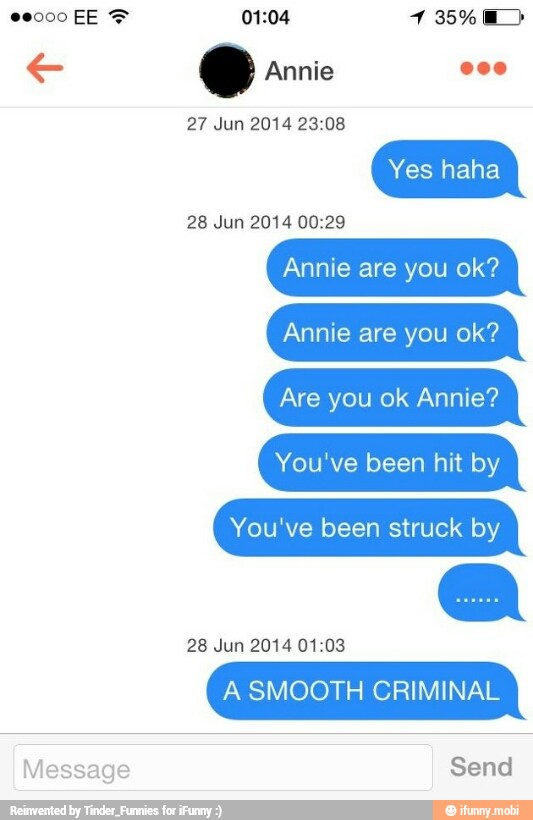 Annie are you ok?
Annie are you ok?
Are you ok Annie?
You've been hit by
You've been struck by
A SMOOTH CRIMINAL