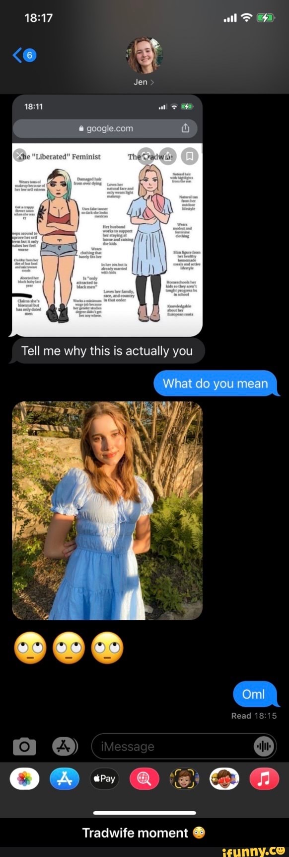 all
"Liberated" Feminist The
Tell me why this is actually you
What do you mean
Read 18 18
Tradwife moment - Tradwife moment π³
