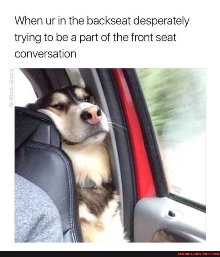 When ur in the backseat desperately trying to be a part of the front seat conversation