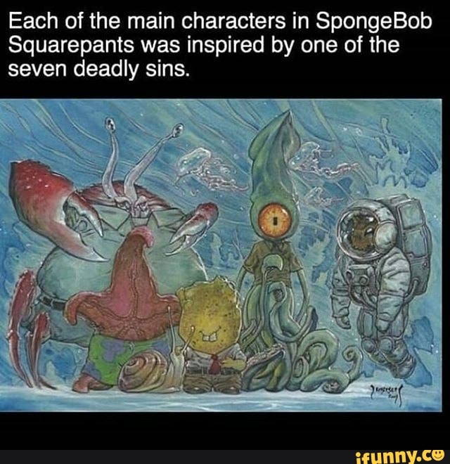 spongebob characters 7 sins