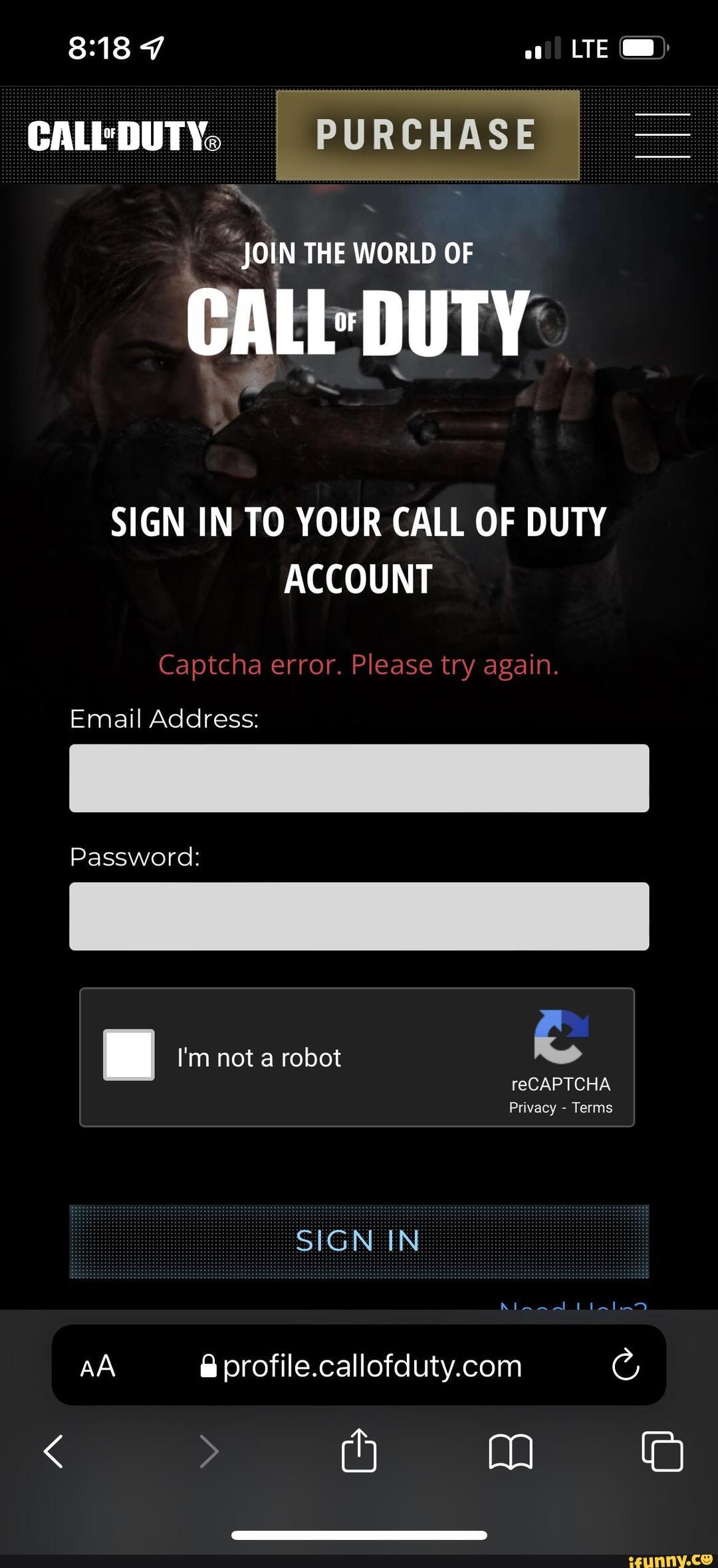 CALL' DUTY PURCHASE "JOIN THE WORLD OF CALL DUTY SIGN IN TO YOUR CALL OF DUTY ACCOUNT Email