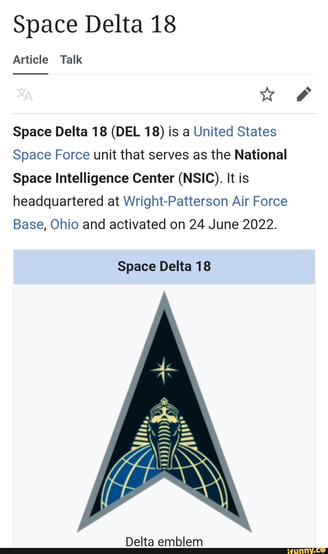 Space Delta 18 Article Talk w OF Space Delta 18 (DEL 18) is a United ...