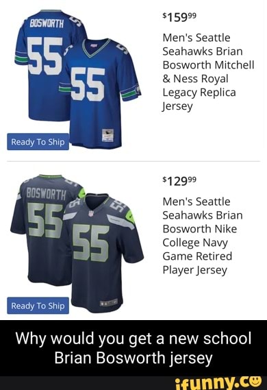 Brian Bosworth Seattle Seahawks Mitchell & Ness Blue Men's Jersey