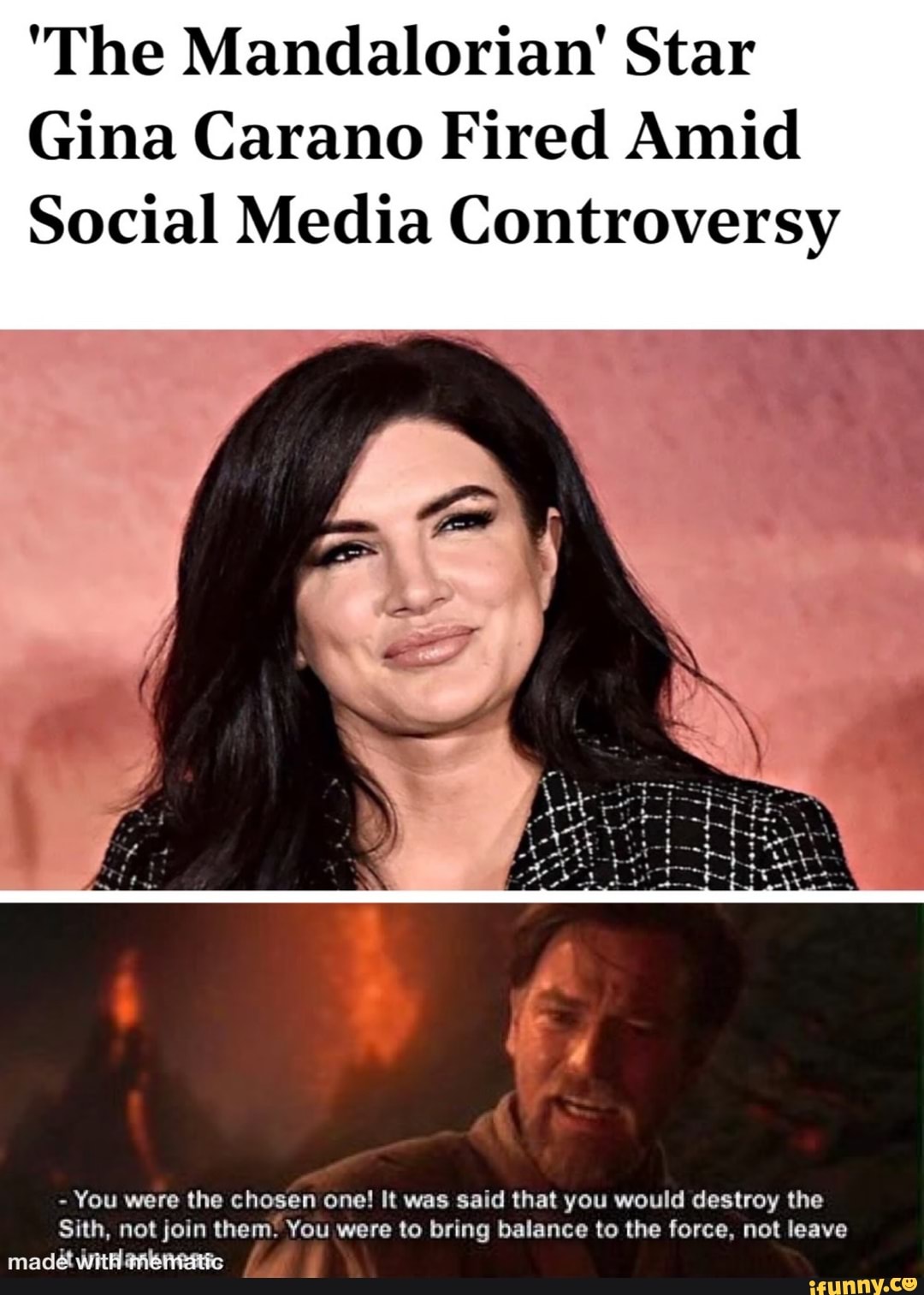 The Mandalorian Star Gina Carano Fired Amid Social Media Controversy You Were The Chosen One 