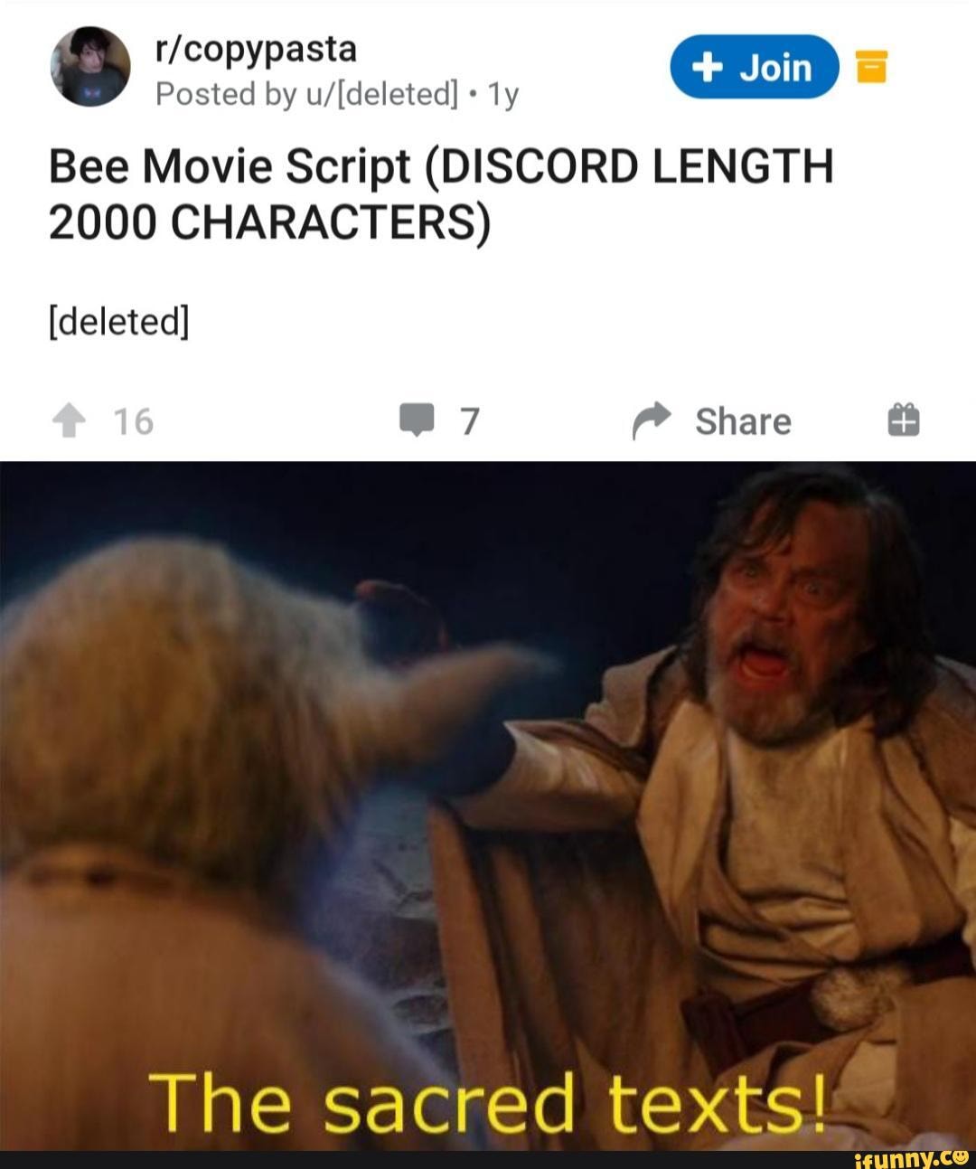 Copypasta Posted By Ly Bee Movie Script Discord Length 2000 Characters Deleted 16 Share The Sacred Texts -