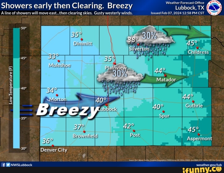 Weather Forecast Office Showers early then Clearing. Breezy Lubbock, TX Aline of showers will