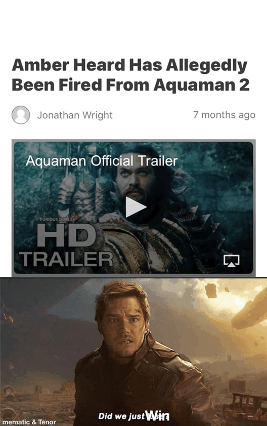 Amber Heard Has Allegedly Been Fired From Aquaman 2 Jonathan Wright 7 Months Ago Aquaman Official Trailer Trailer