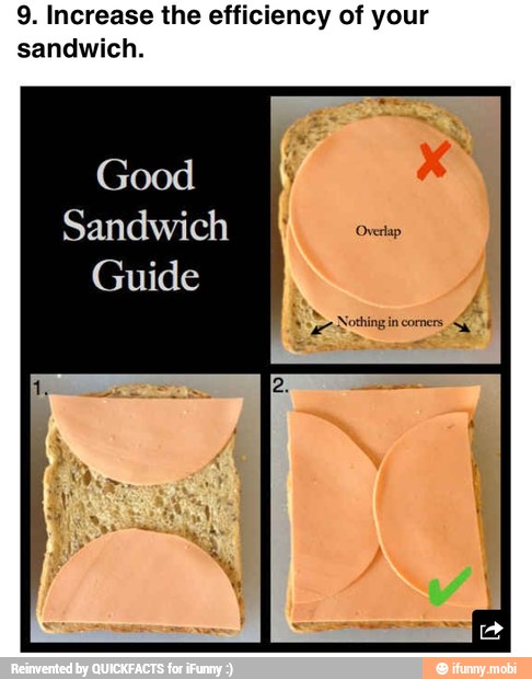 9. Increase the efficiency of your
sandwich.