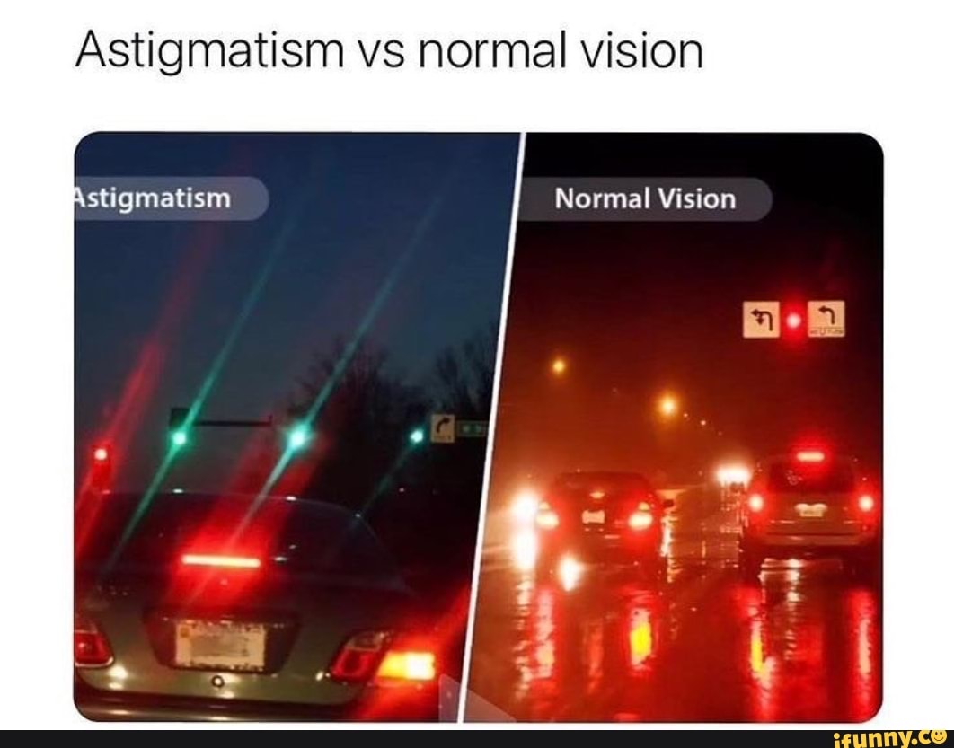 Astigmatism vs normal vision Astigmatism Normal Vision - iFunny