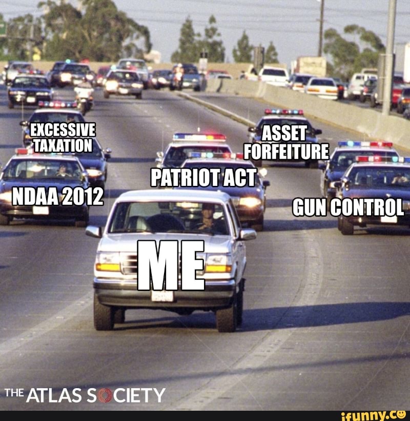 EXCESSIVE ASSET
___-STANATION FORFEITURE, *
<NDAA 2012
GUN CONTROL
THE ATLAS CIETY