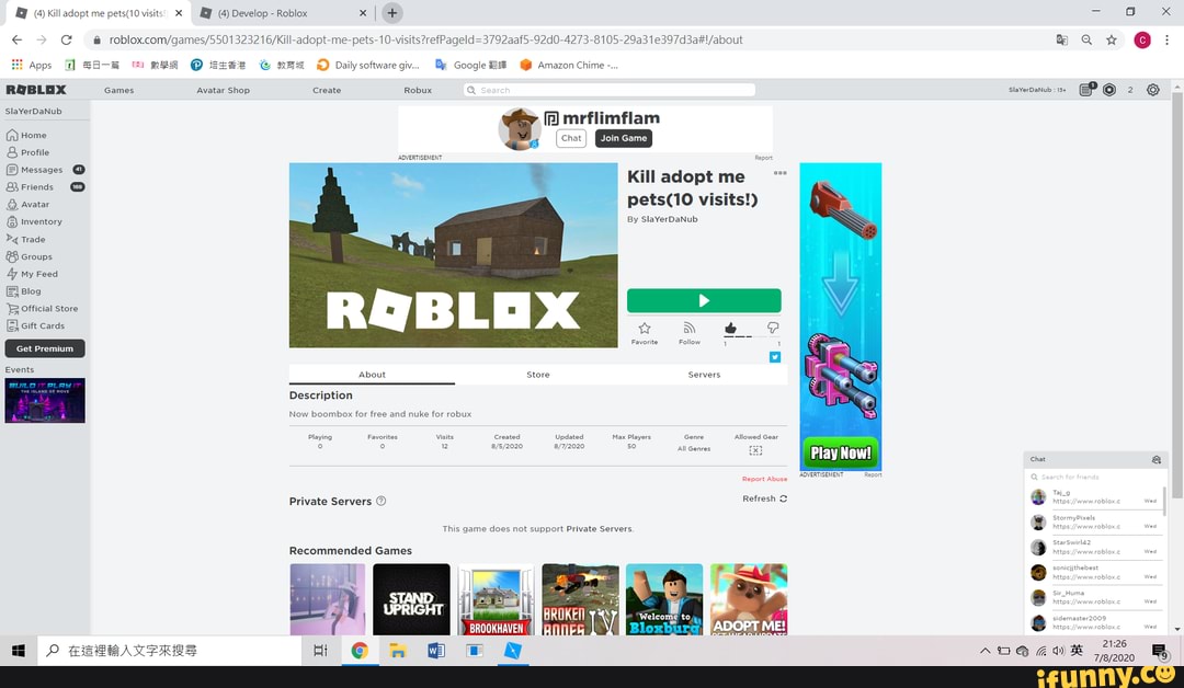 Adopt Me Visits 4 Develop Roblox X Cc Roblox Games Avatar Shop Create Slayerdanub Q Home Profile Qrrrienss Avatar Inventory Q Trade Groups My Feed Blog Official Store Gift - bloxburd free robux roblox free games you can play