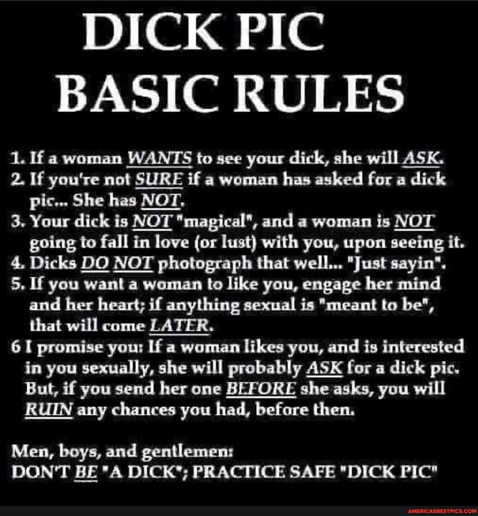 Dick Pic Basic Rules Ll If A Woman Wants To See Your Dick She Will