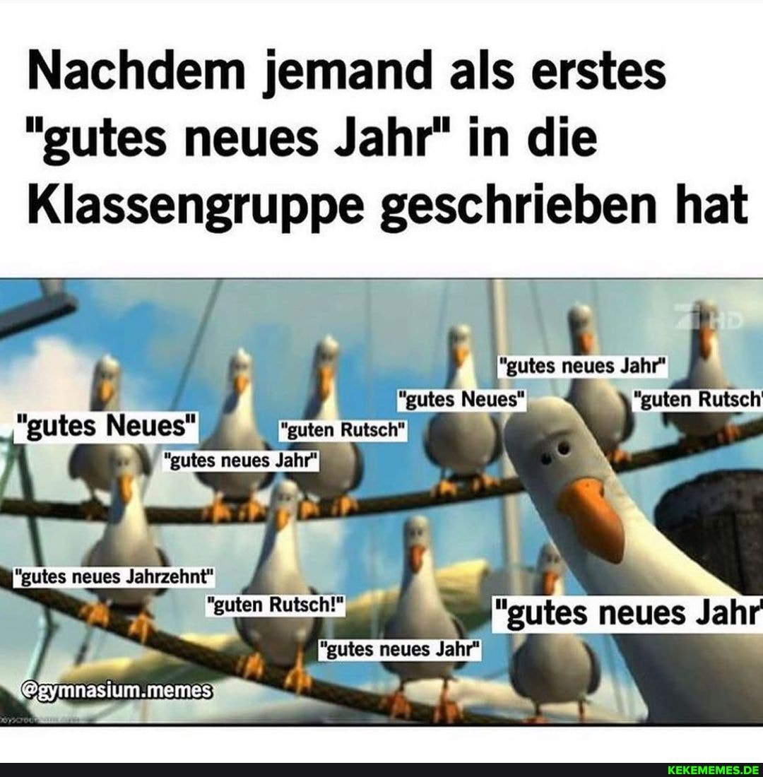 Nachdem jemand als erstes
"gutes neues Jahr" in die
Klassengruppe geschrieben hat
"gutes neues Jahr"
"gutes Neues"
"gutes Neues"
@gymnasium.memes
"guten Rutsch neues Jahr"
"gutes neues Jahrzehnt"
"gutes neues neues Jahr
"gutes neues Jahr"