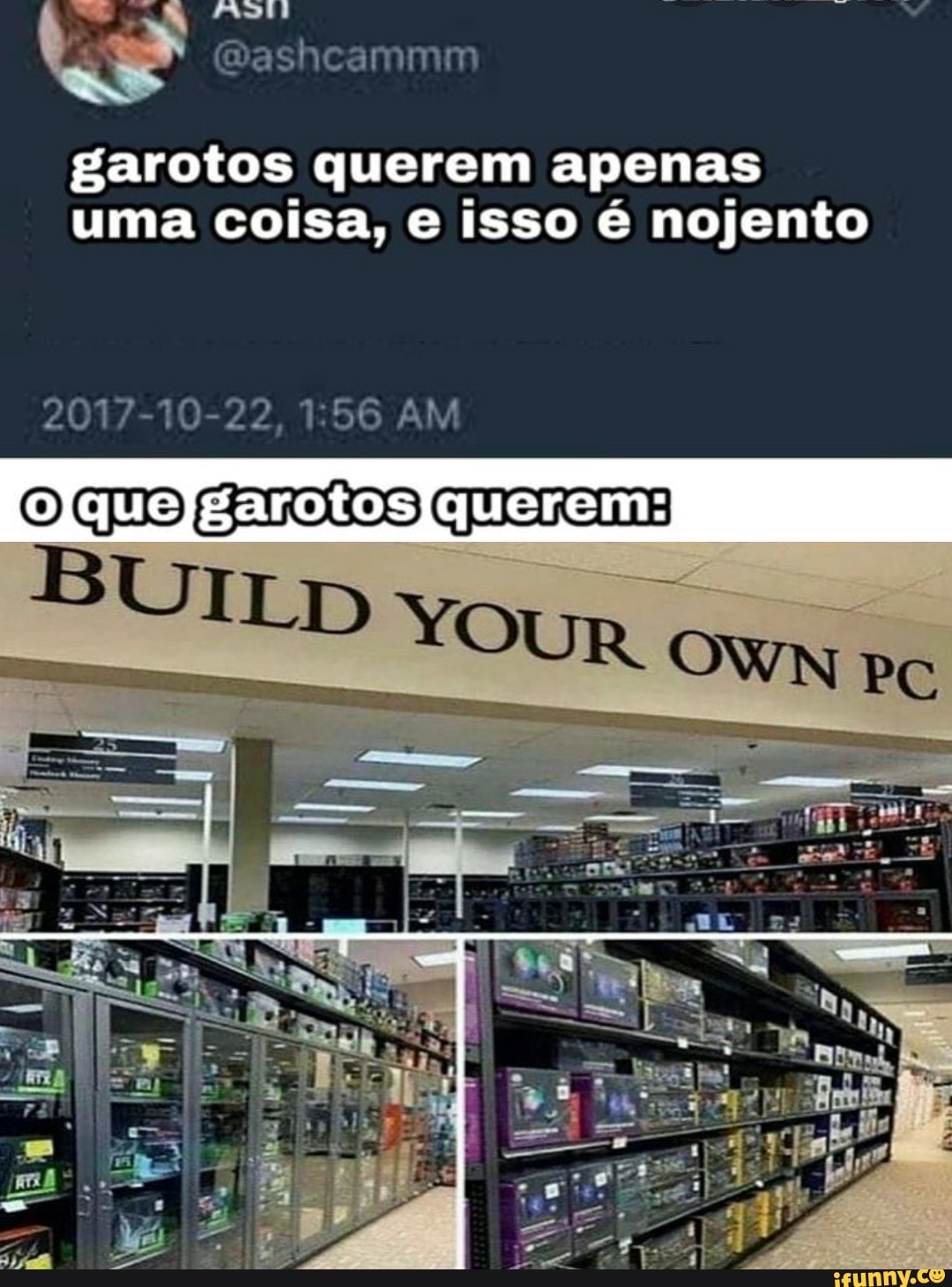 garotos querem apenas uma coisa, e isso é nojento
2017-10-22, AM
olquejgarotosiquerem: