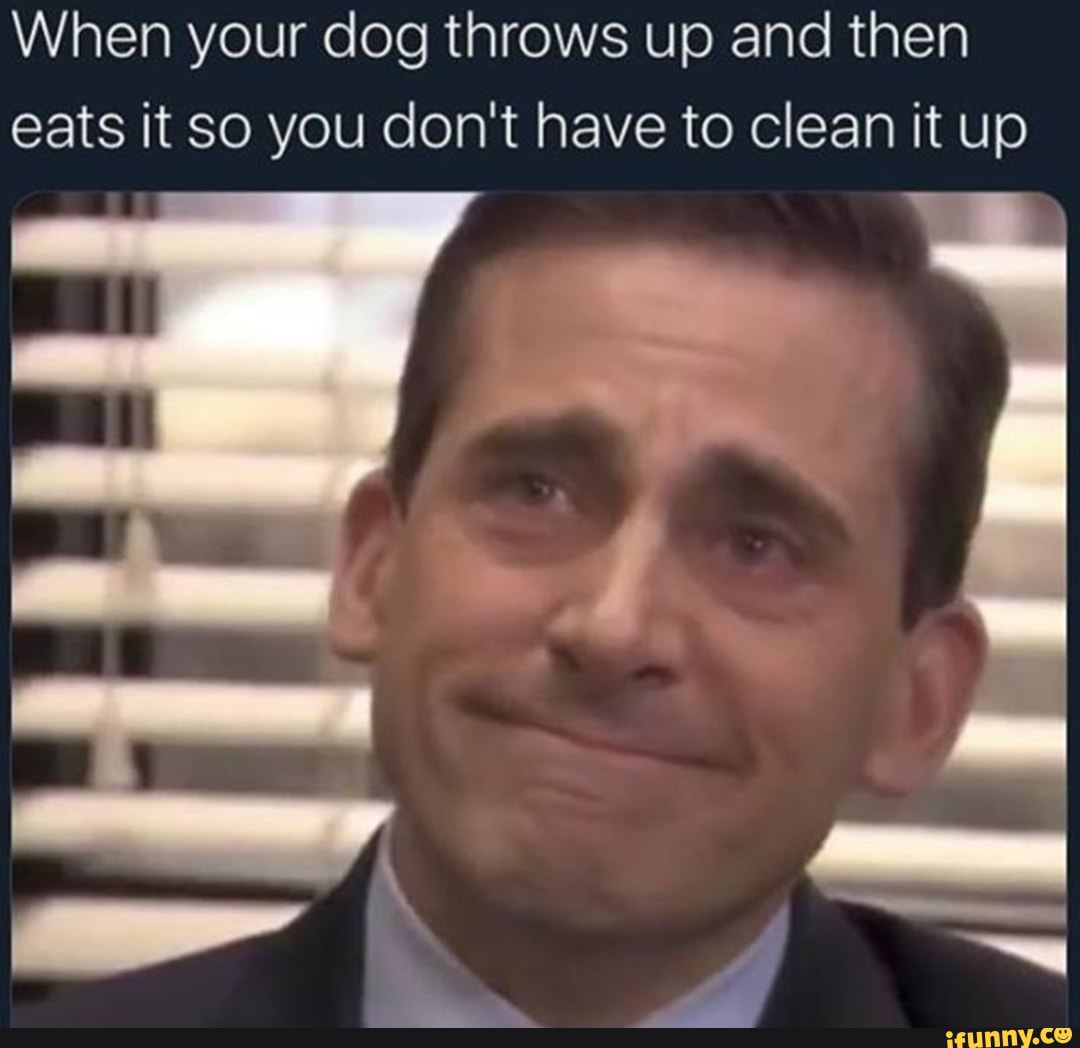 When your dog throws up and then eats it so you don't have to clean it up