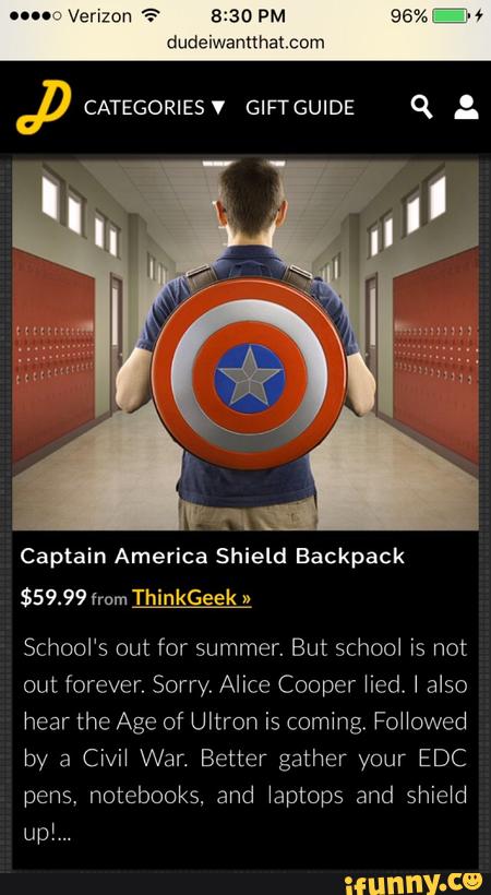 thinkgeek captain america backpack