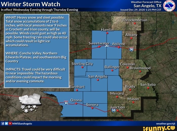 Weather Forecast Office Winter Storm Watch 'San Angelo, TX In effect