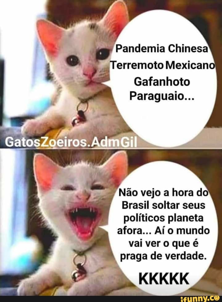 Gafanhoto
Paraguaio...
Não vejo a hora do
Brasil soltar seus
políticos planeta
afora... Aí o mundo
vai ver o que é
praga de verdade.