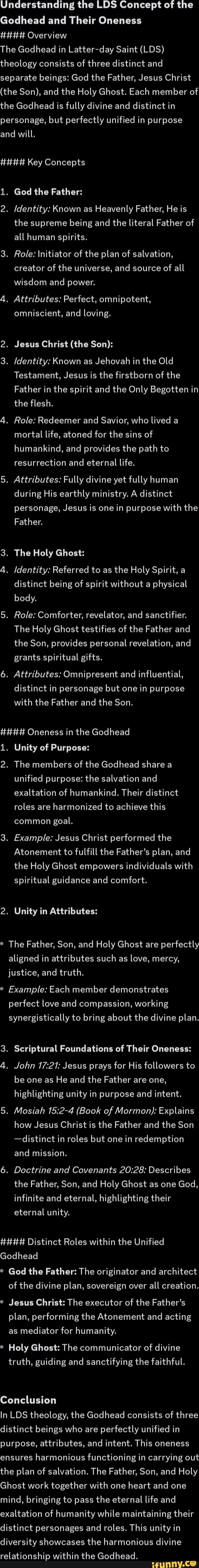 Understanding the LDS Concept of the Godhead and Their Oneness HHHH ...