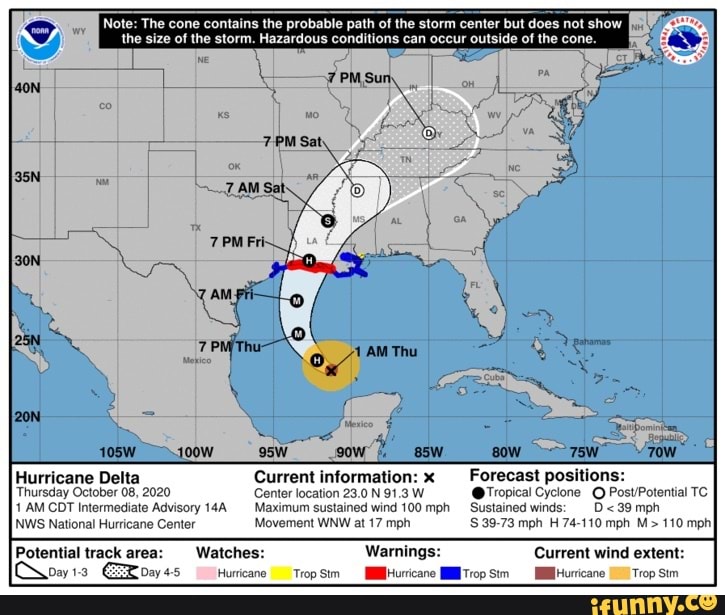 Note: The cone contains the probable path of the storm center but does ...