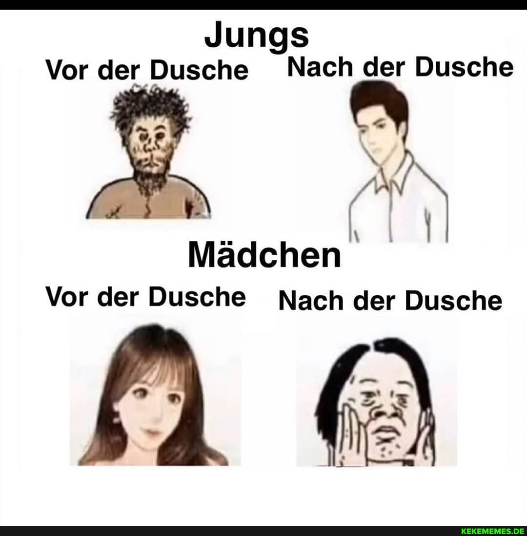Jungs
Vor der Dusche Nach der Dusche
IN,
Mädchen
Vor der Dusche Nach der Dusche
