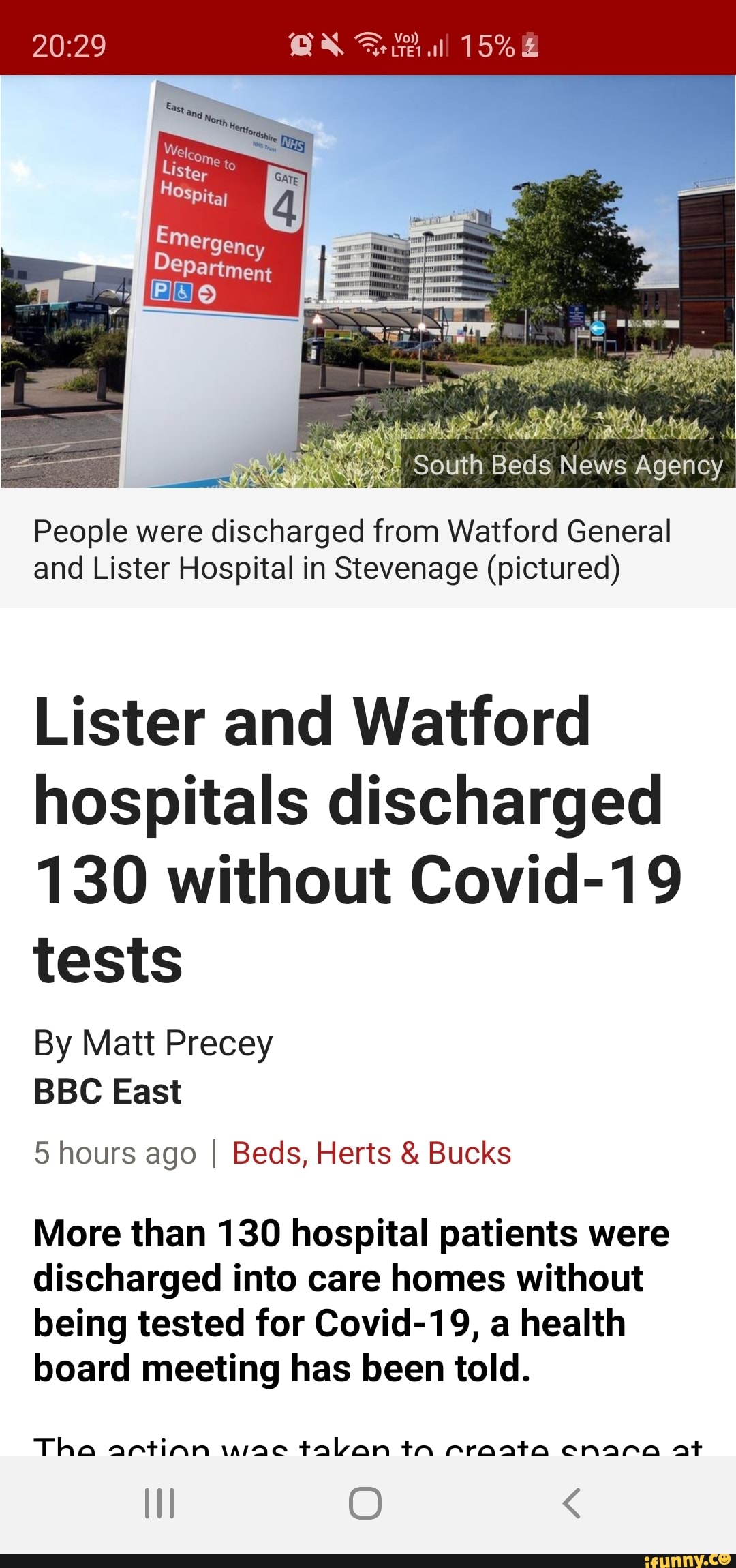 People were discharged from Watford General and Lister Hospital in