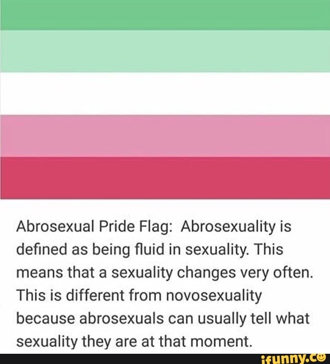 Abrosexual Pride Flag: Abrosexuality is deﬁned as being ﬂuid in sexuality. 