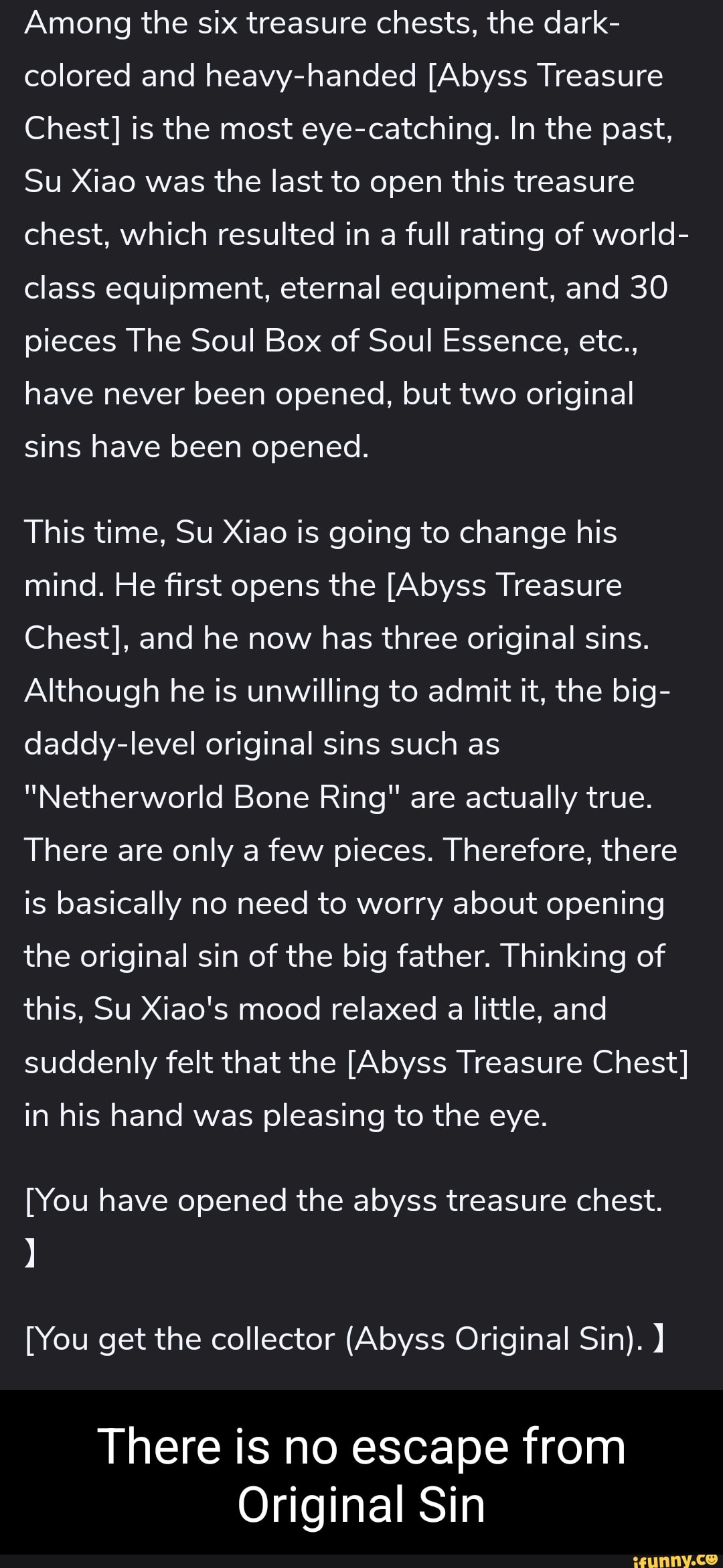 Among the six treasure chests, the dark colored and heavyhanded [Abyss Treasure Chest] is the