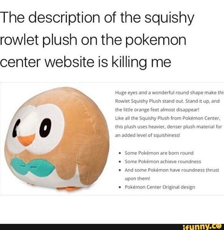 rowlet plush pokemon center