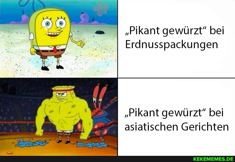 I "Pikant gewürzt" bei
Erdnusspackungen
"Pikant gewürzt" bei asiatischen Gerichten