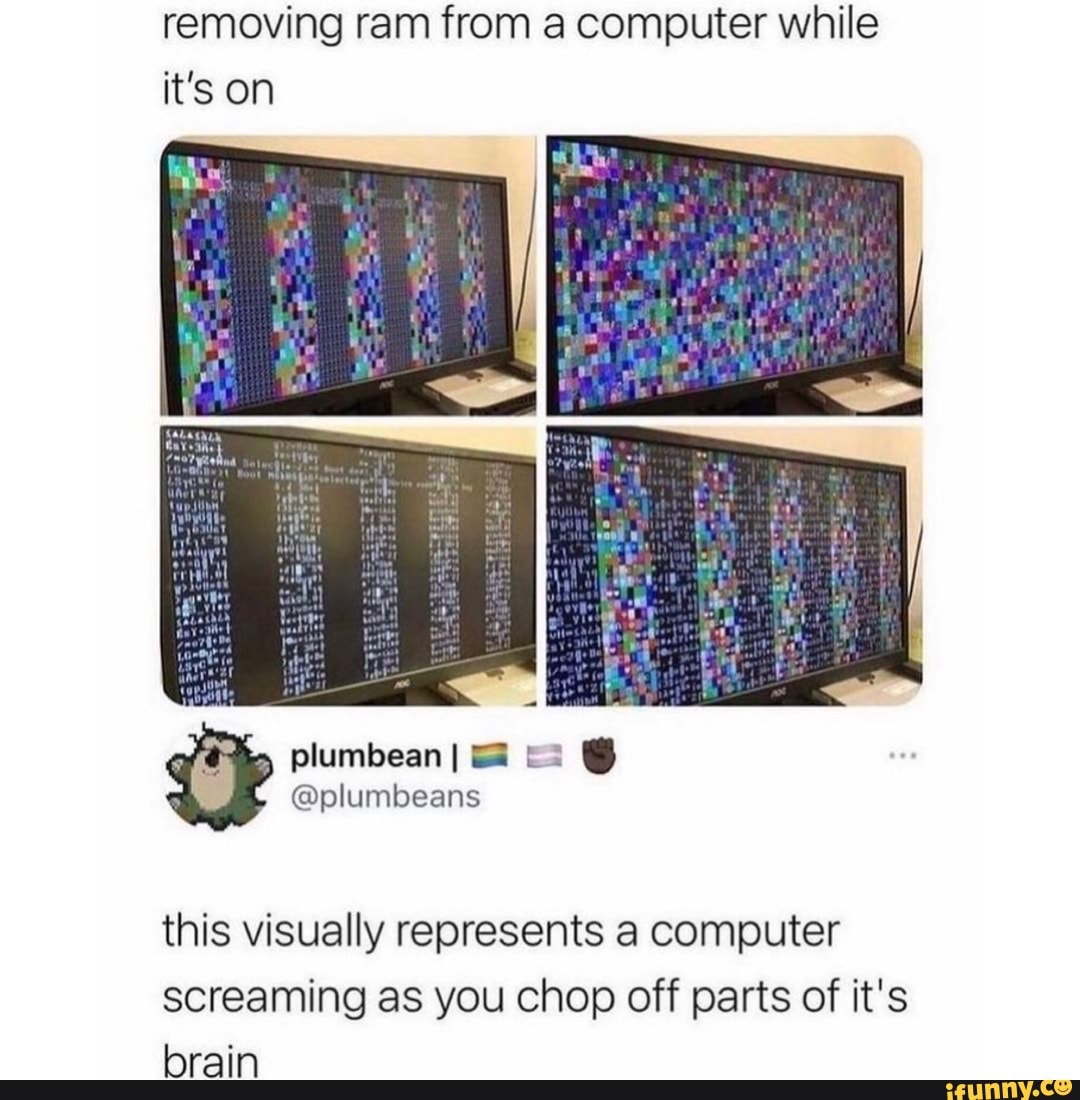 Removing ram from a computer while it's on plumbeanI @plumbeans this ...