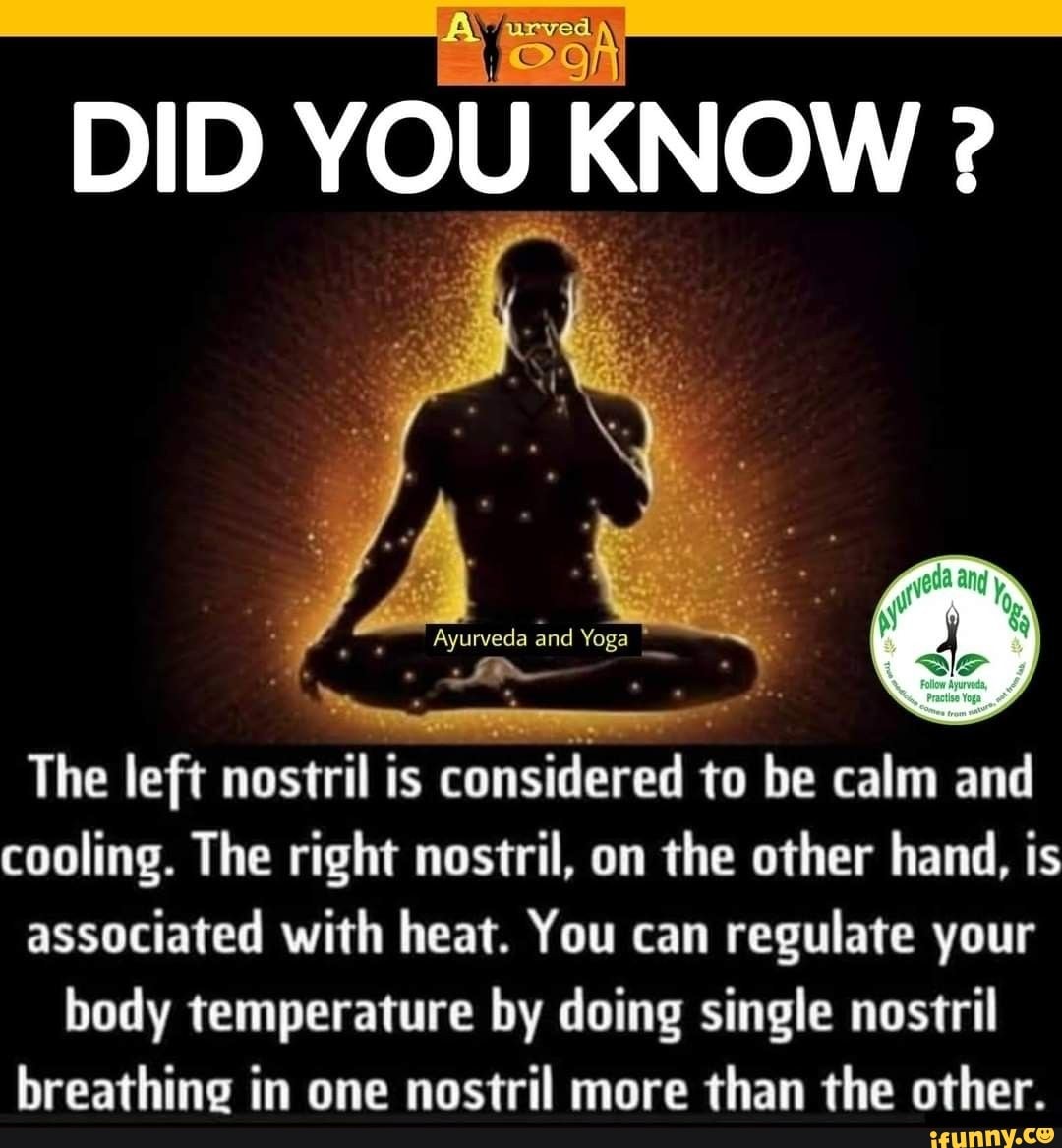 DID YOU KNOW Ayurveda and The left nostril is considered to be calm and